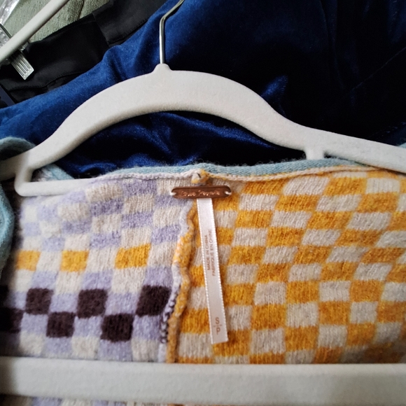 Free People Mixed Print Pieced Ready Set Go Colorful Women's Sweater Cardigan - Picture 6 of 11